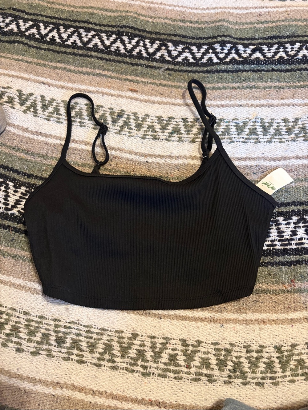 Aerie Ribbed Black Bralette style swim top